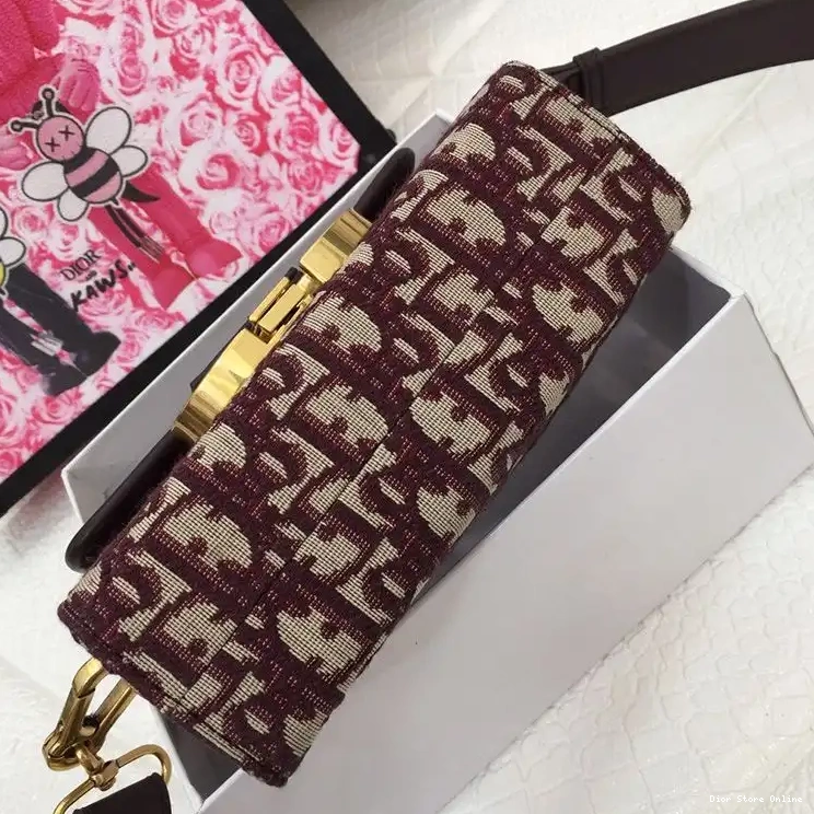 Cheap Oblique Box 30 Dior Canvas Bag Motif Montaigne Burgundy 0507 Hot Sale